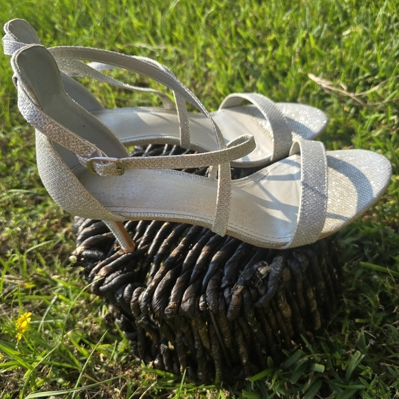 Silver Glitter Strappy Women's Sandals - Picture 9 of 9